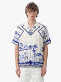 Geometric Palm Leaf Camp Collar Boxy Shirt