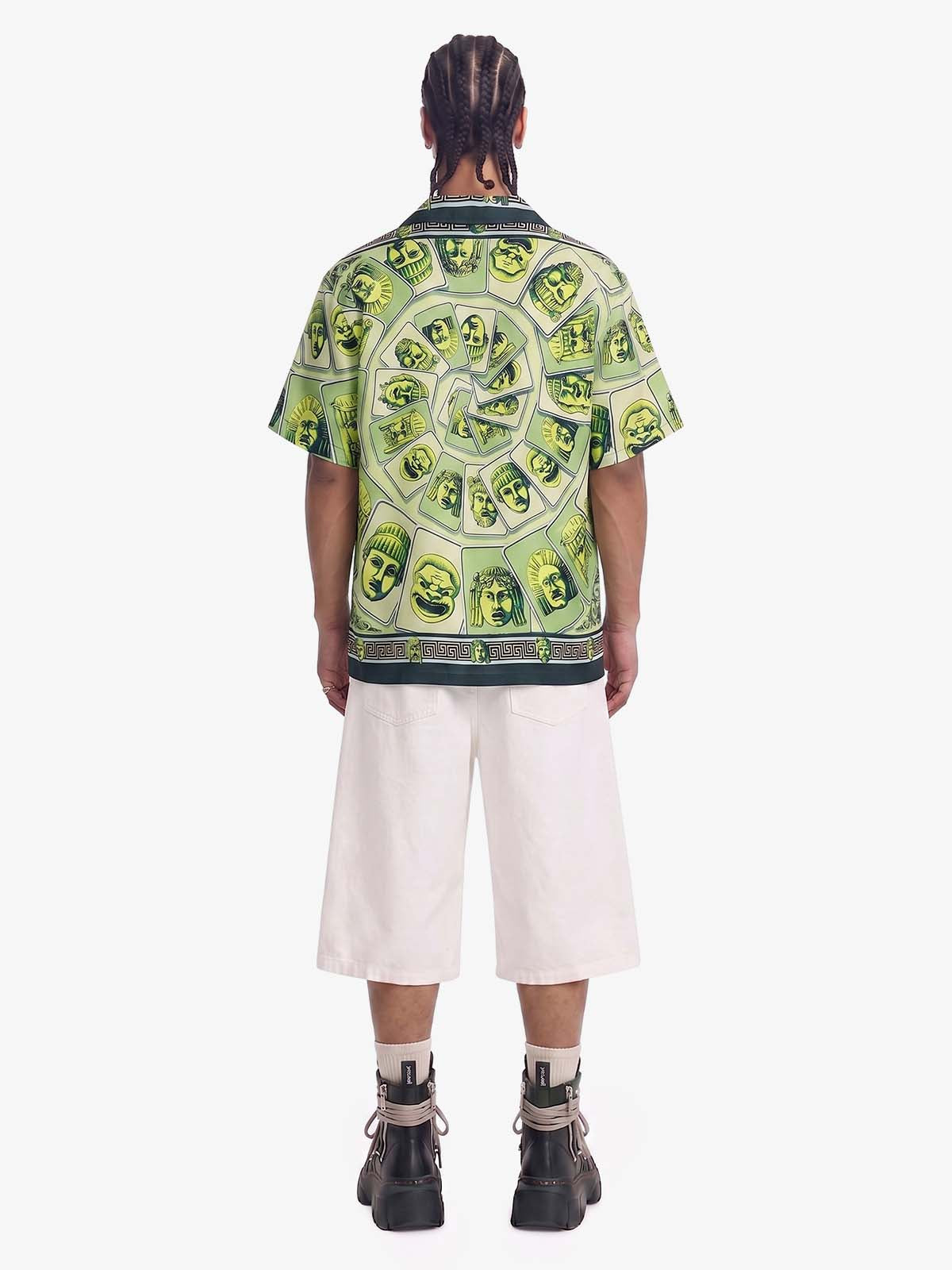 Baroque Pattern Statue Camp Collar Boxy Shirt