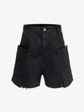 Industrial Multi-Pocket Distressed Cargo Shorts