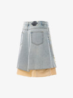 Faux Two-Piece Ripped Denim Shorts