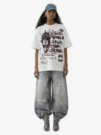 Hand Drawn Scribble Print Baggy Jeans