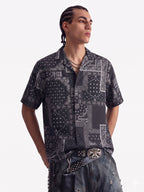 Vintage Bandana Patchwork Camp Collar Boxy Shirt