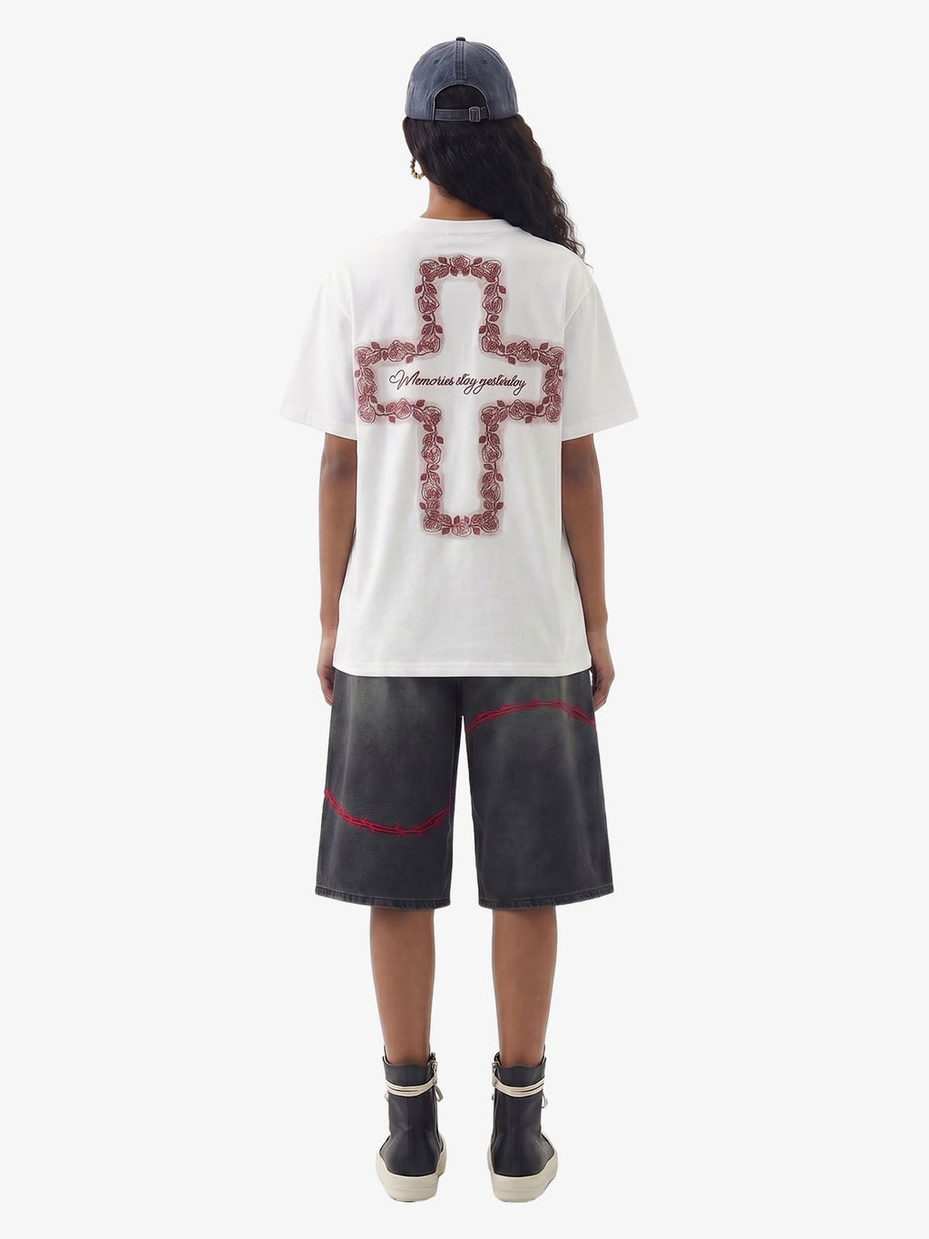 Rose Cross Slogan Graphic T-Shirt