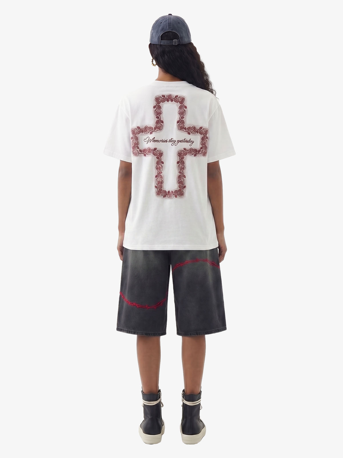 Rose Cross Slogan Graphic T-Shirt