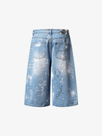 Light Wash Distressed Denim Shorts