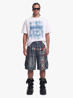 Plaid Cargo Wide-Leg Shorts