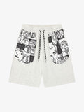 Stamp Print Patch Pocket Knit Shorts