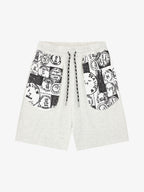 Stamp Print Patch Pocket Knit Shorts