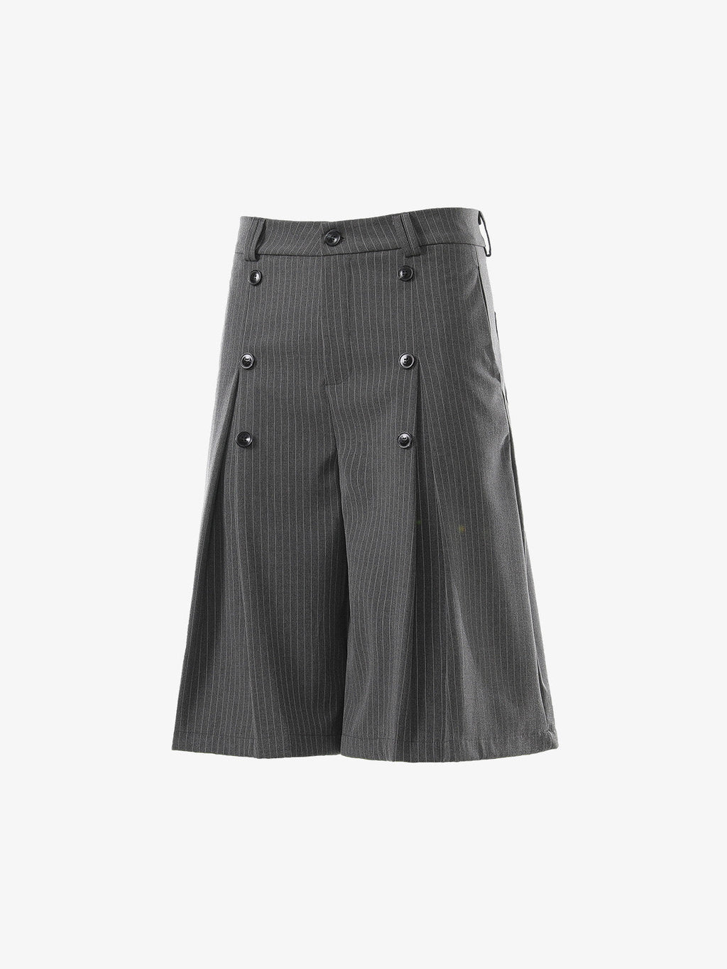 Pinstripe Double-Breasted Pleated Shorts
