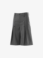 Pinstripe Double-Breasted Pleated Shorts