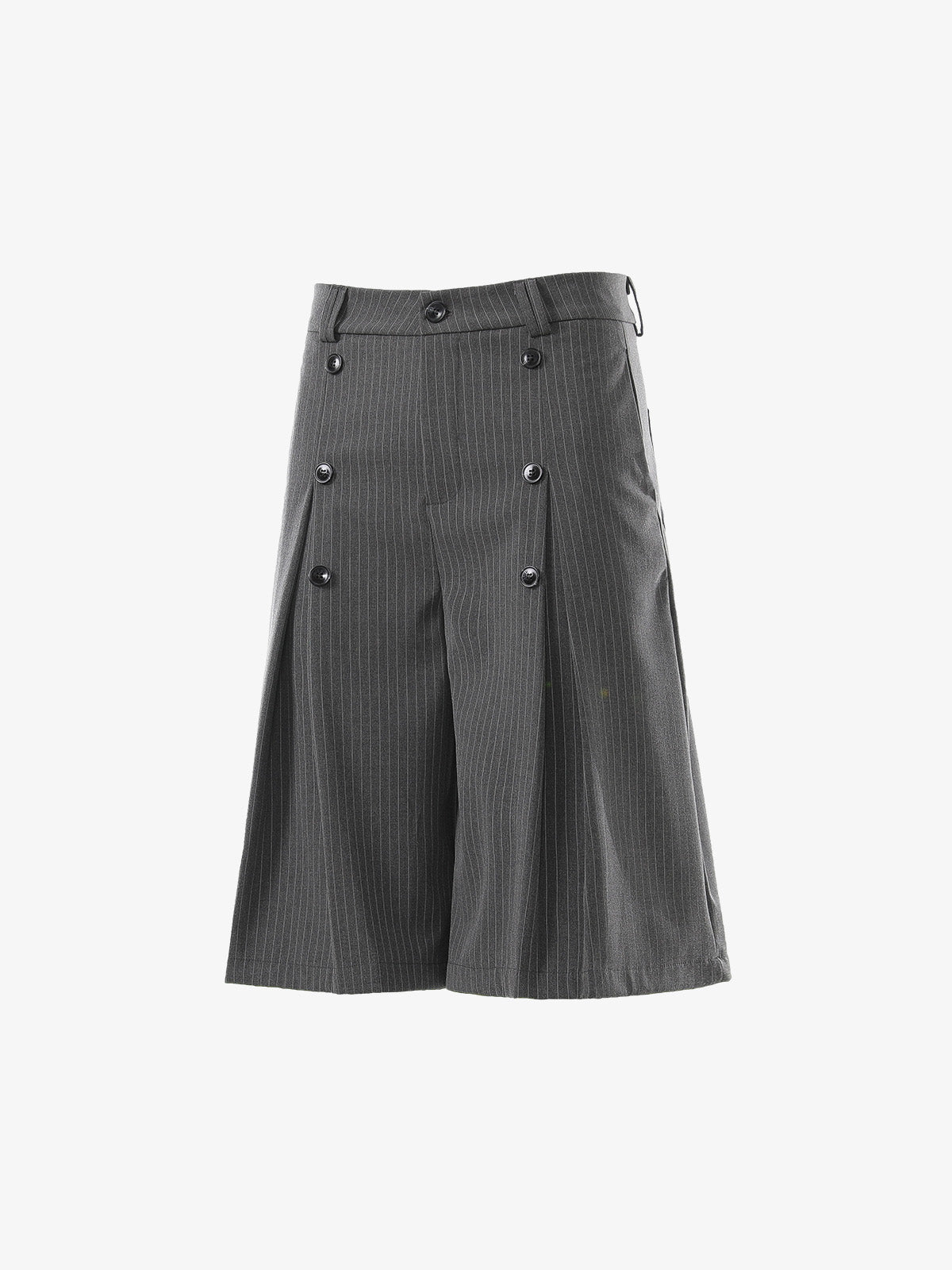 Pinstripe Double-Breasted Pleated Shorts