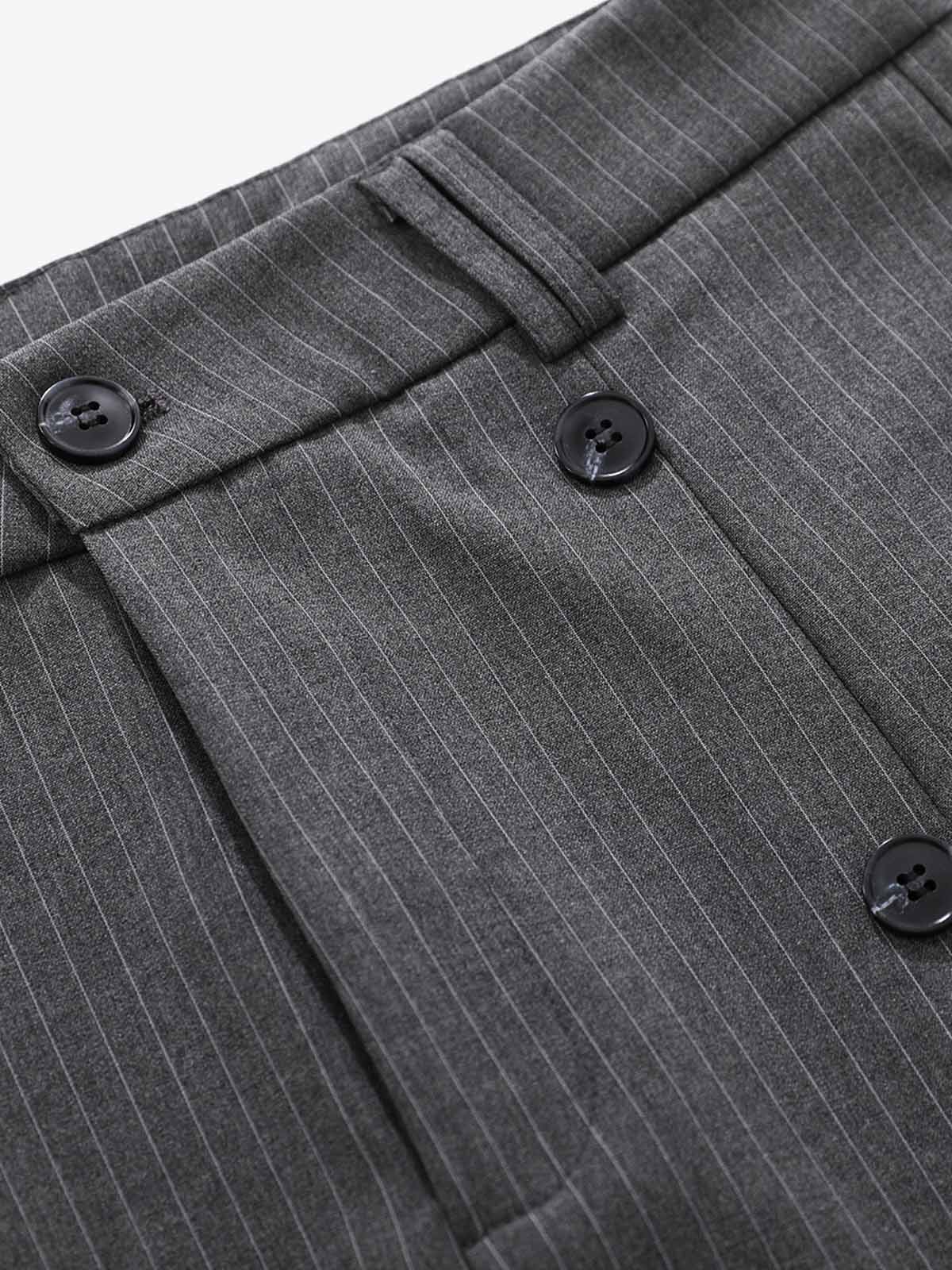 Pinstripe Double-Breasted Pleated Shorts