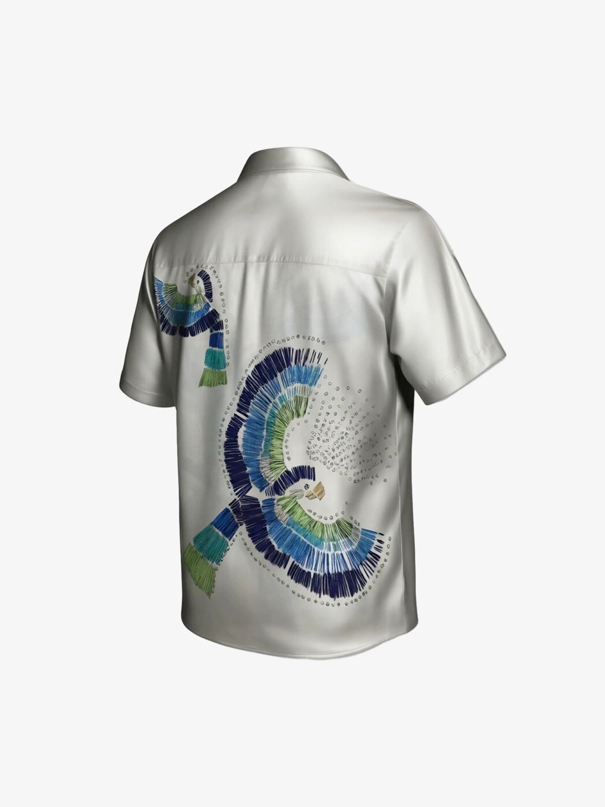 Bird Print Camp Collar Boxy Shirt