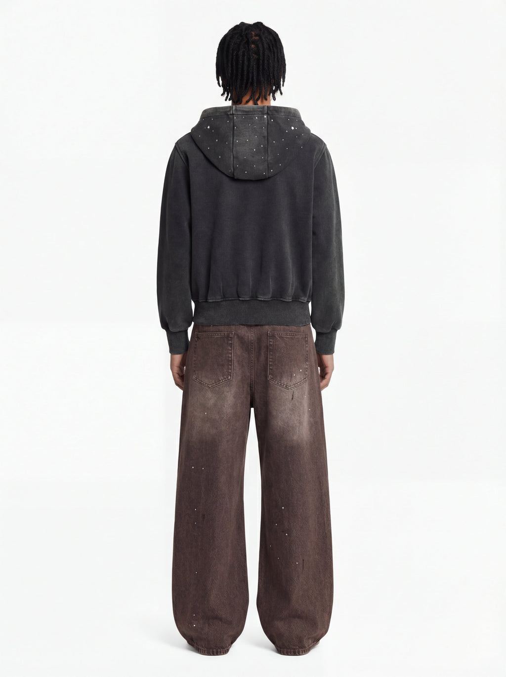 Retro Patchwork Washed Wide Leg Denim Jeans