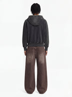 Retro Patchwork Washed Wide Leg Denim Jeans