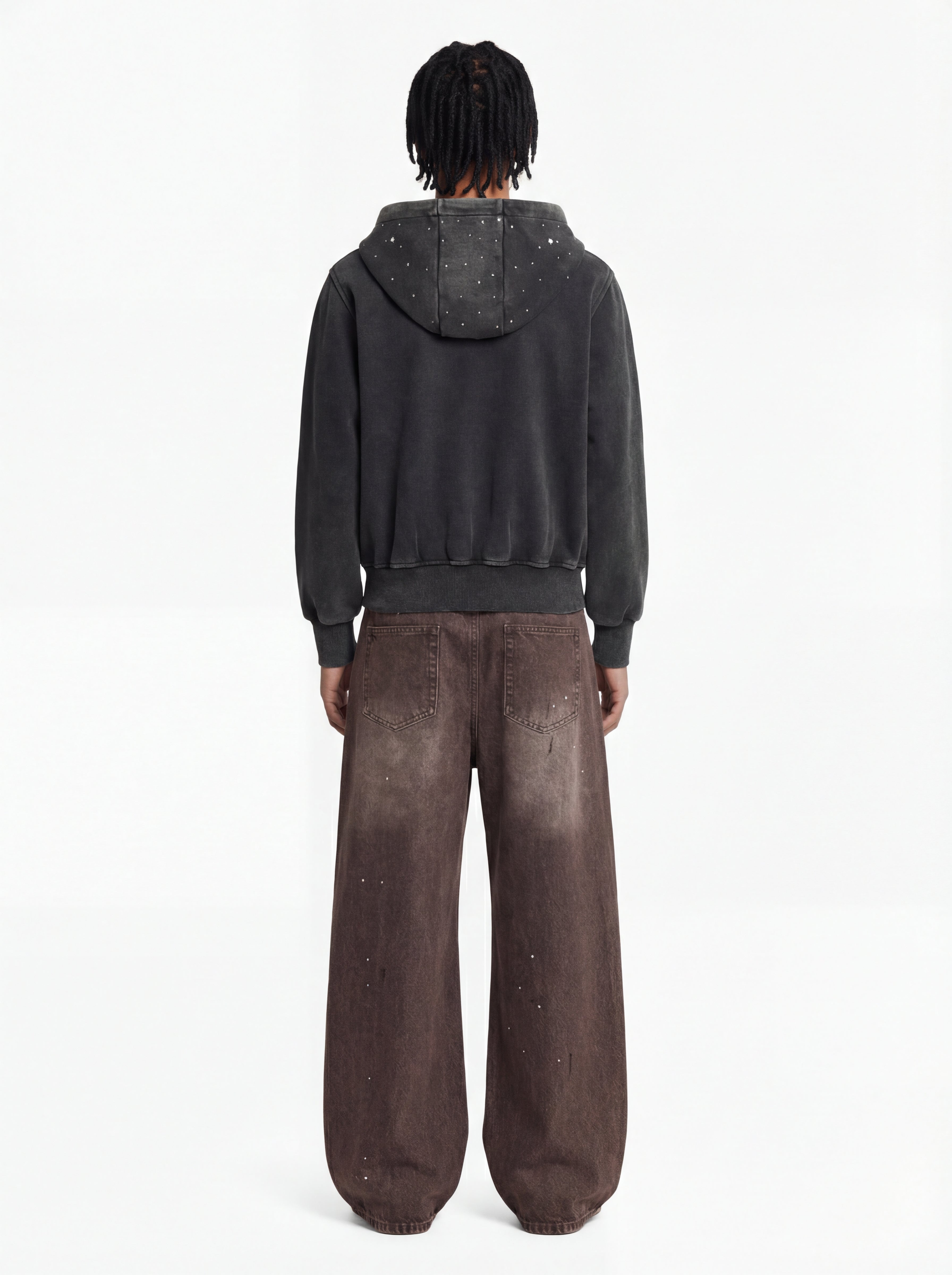 Retro Patchwork Washed Wide Leg Denim Jeans