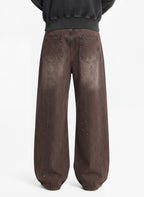 Retro Patchwork Washed Wide Leg Denim Jeans