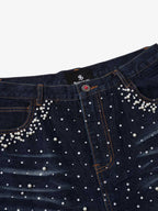 Pearl Embroidered Denim Shorts