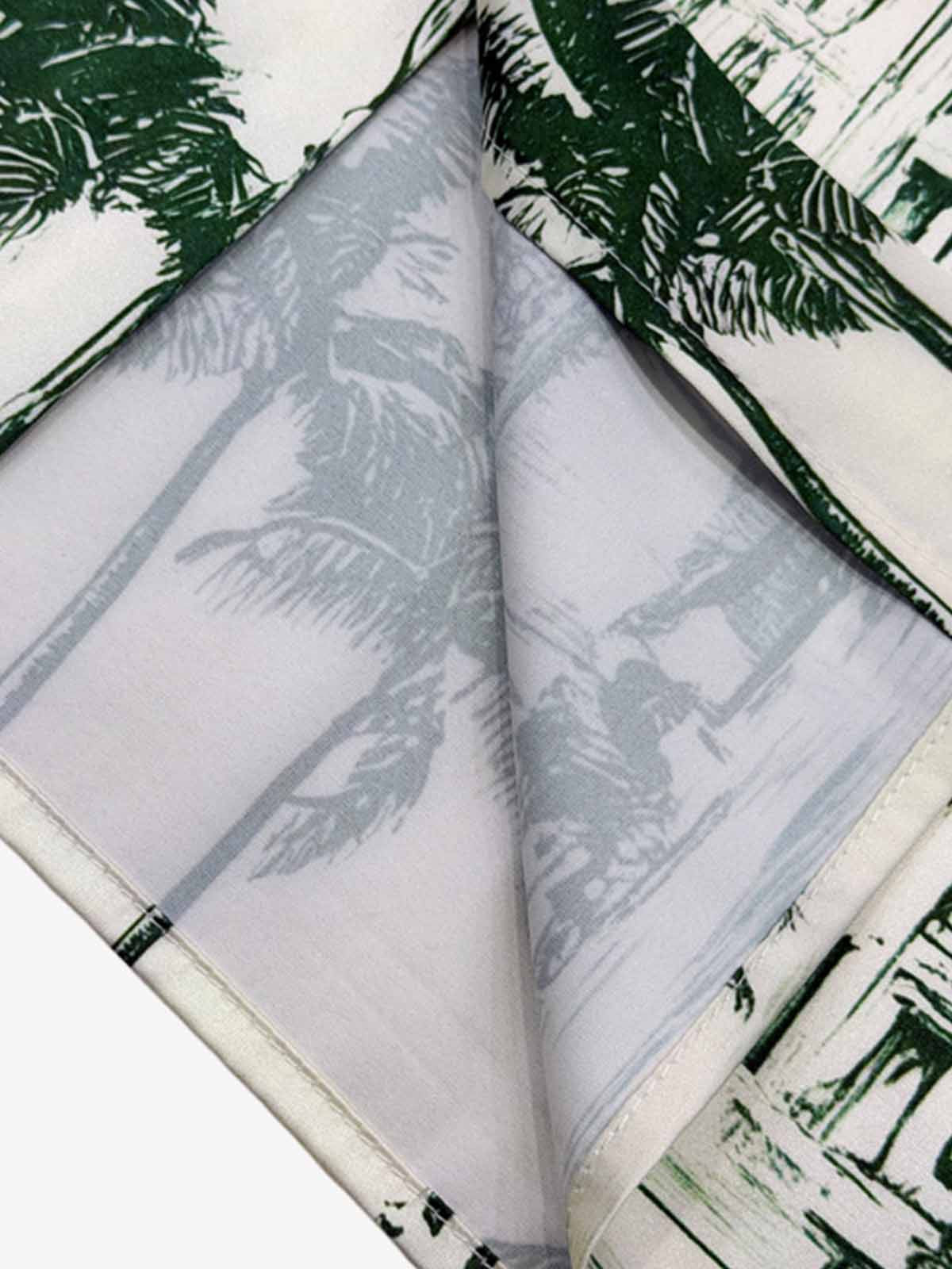 Vintage Green Coconut Tree Camp Collar Boxy Shirt
