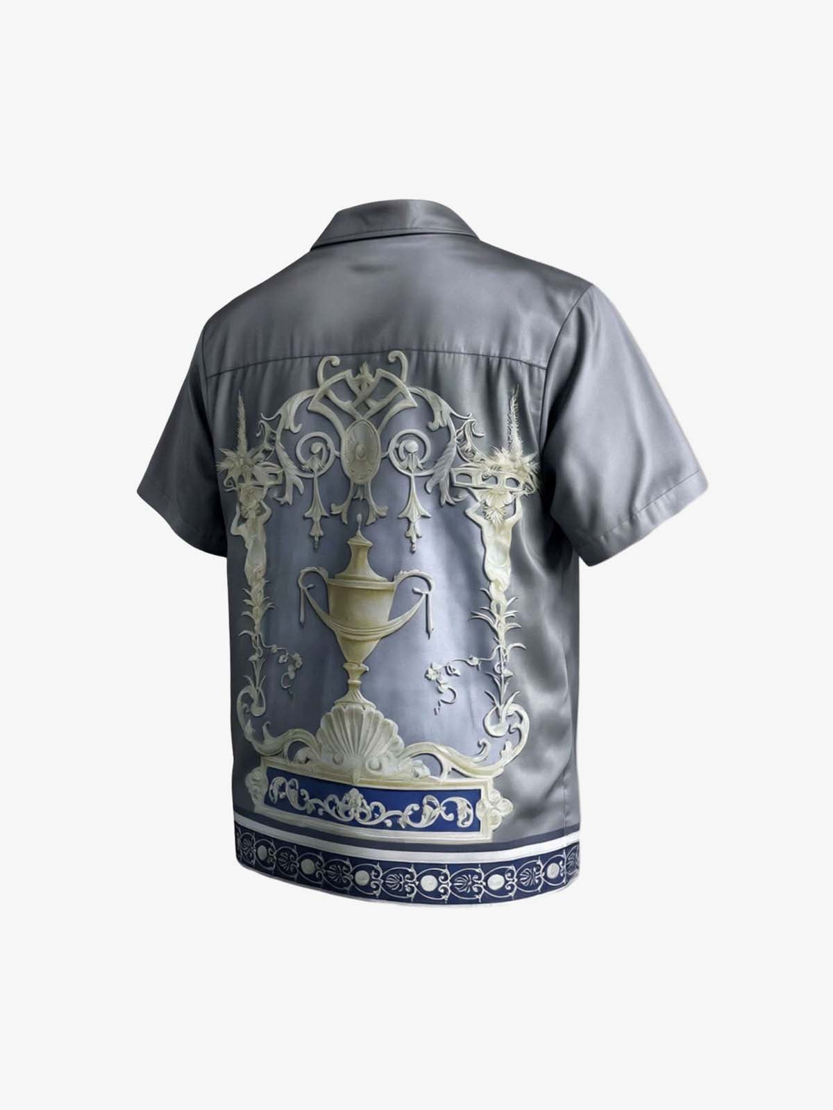 Baroque Sea Satin Camp Collar Boxy Shirt