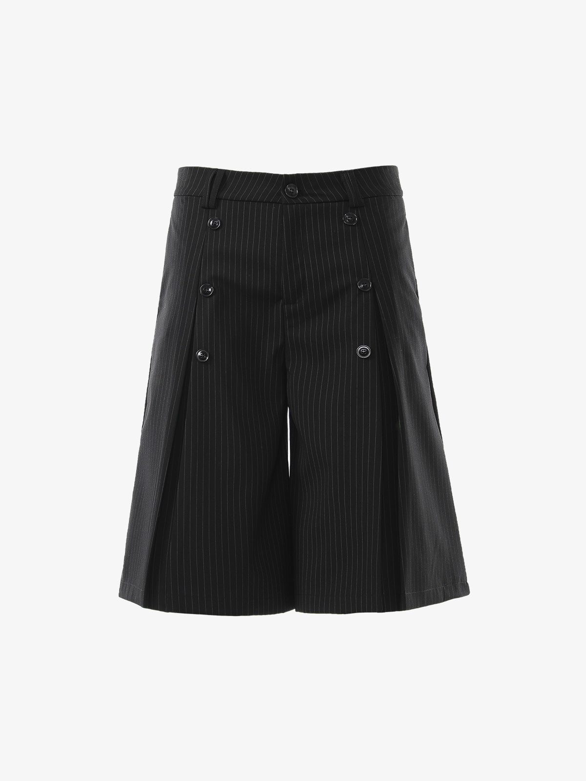 Pinstripe Double-Breasted Pleated Shorts