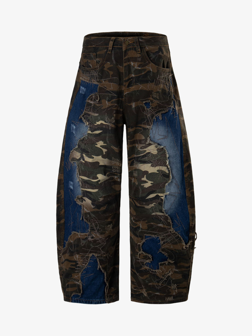 Camo Panel Embroidered Jeans