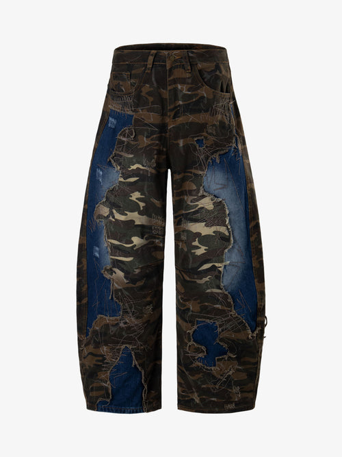 Camo Panel Embroidered Jeans