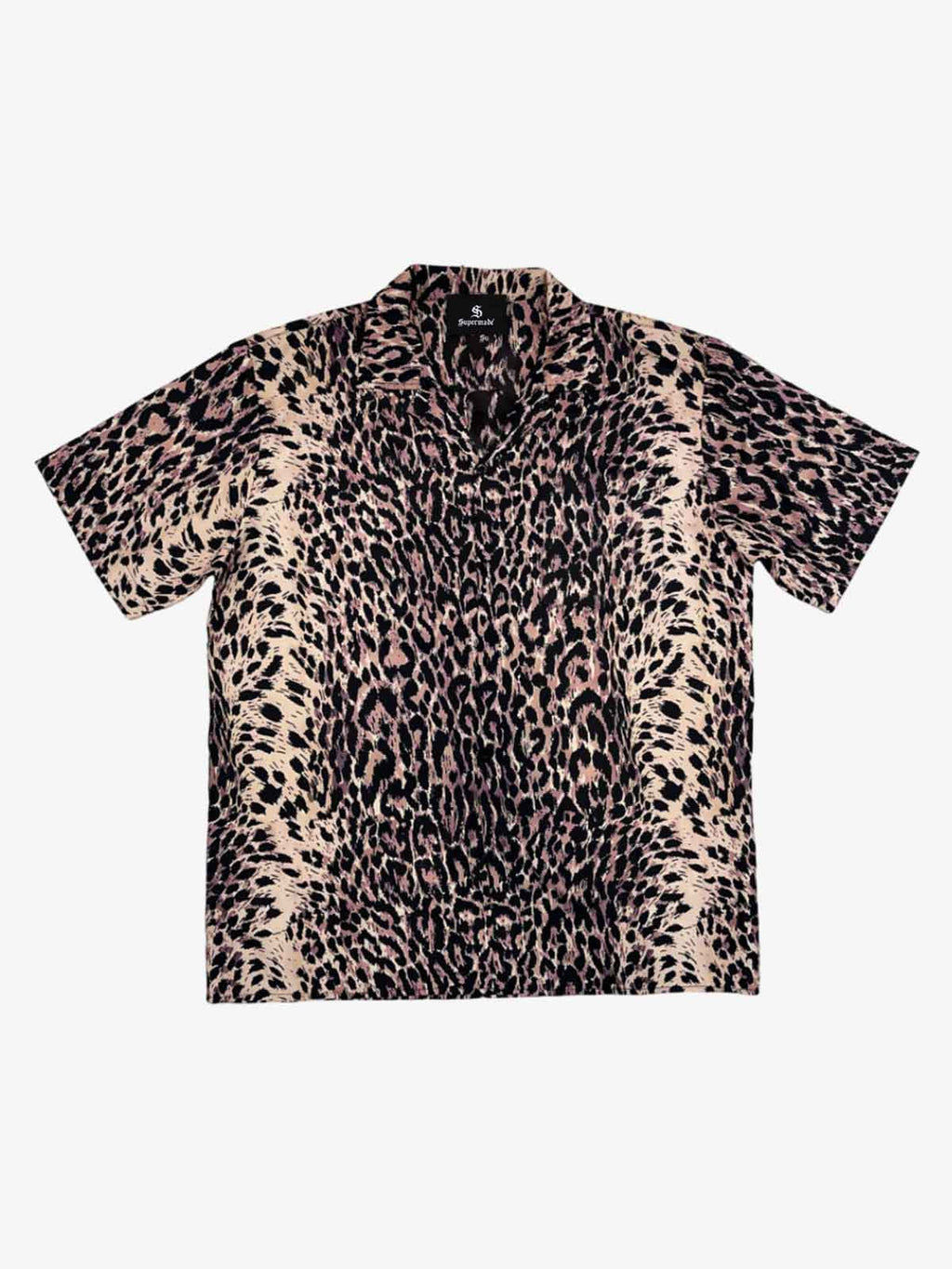 Cyber Punk Leopard Print Camp Collar Boxy Shirt