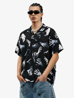 Gothic Ghost Hands Camp Collar Boxy Shirt