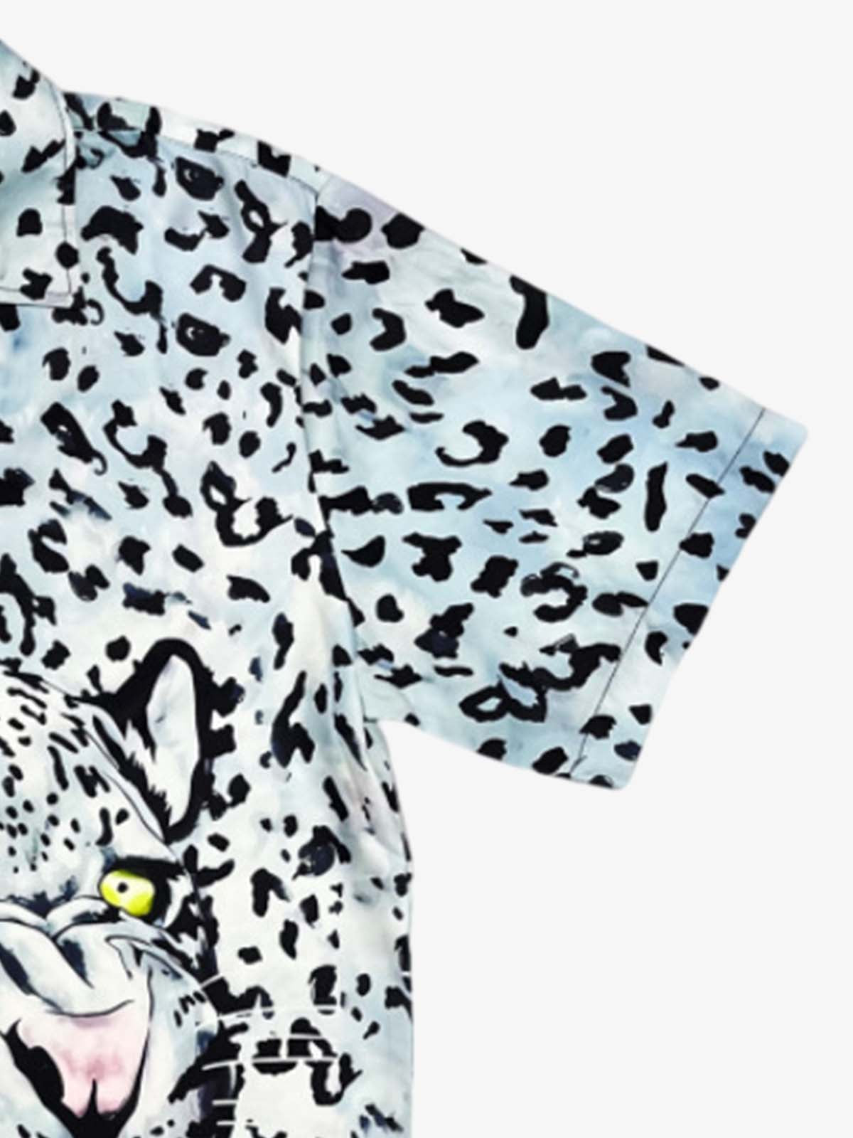Vintage 3D Leopard Head Camp Collar Boxy Shirt