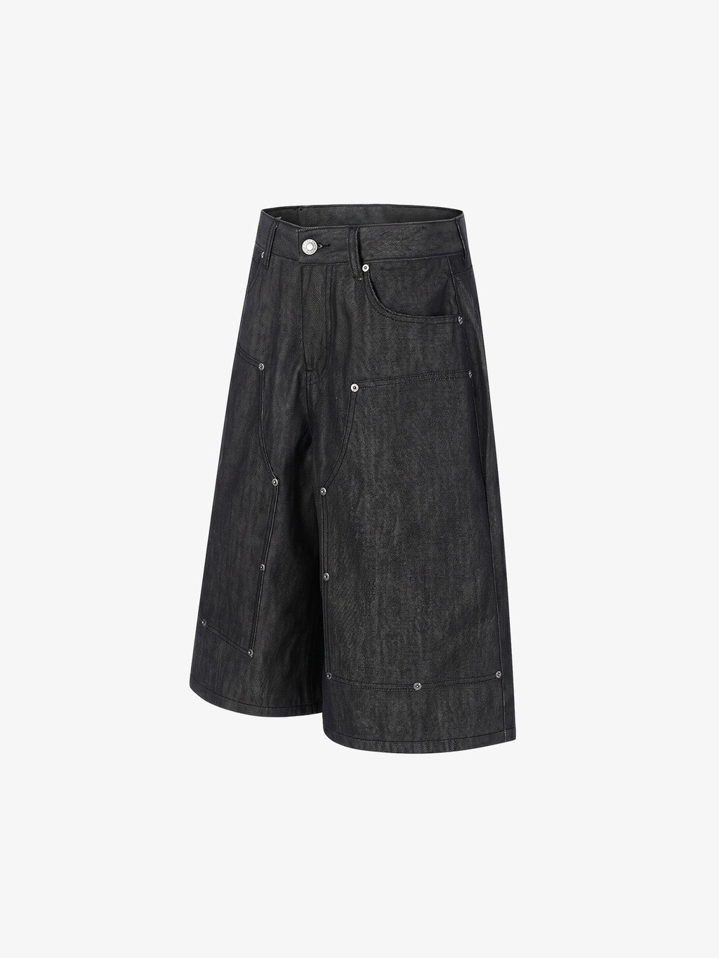 Patchwork Stud Denim Shorts
