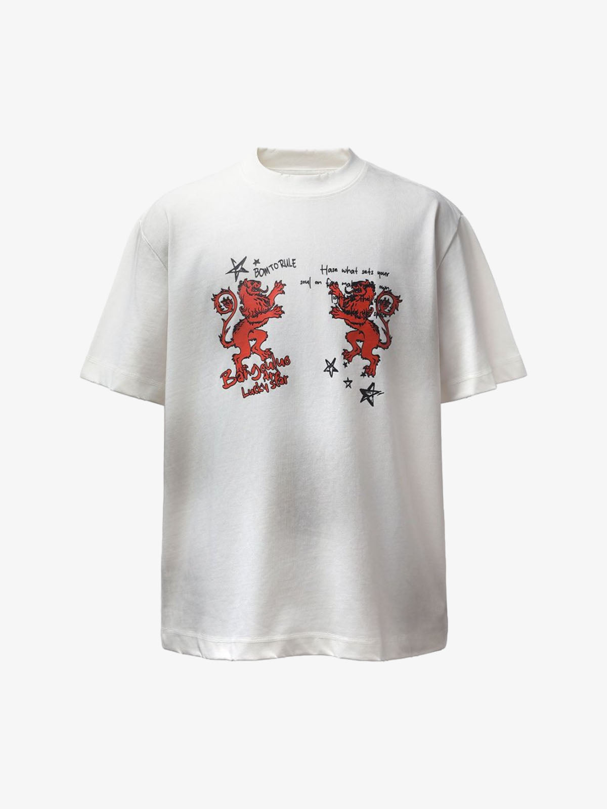 Heraldic Lion Acid-Wash Jersey T-Shirt