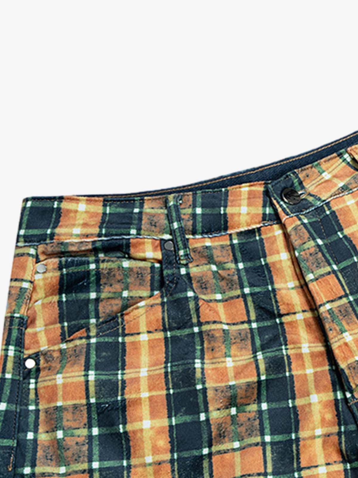 Plaid Relaxed Fit Jeans