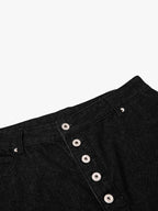 Asymmetric Multi-Button Fly Wide-Leg Denim Jorts