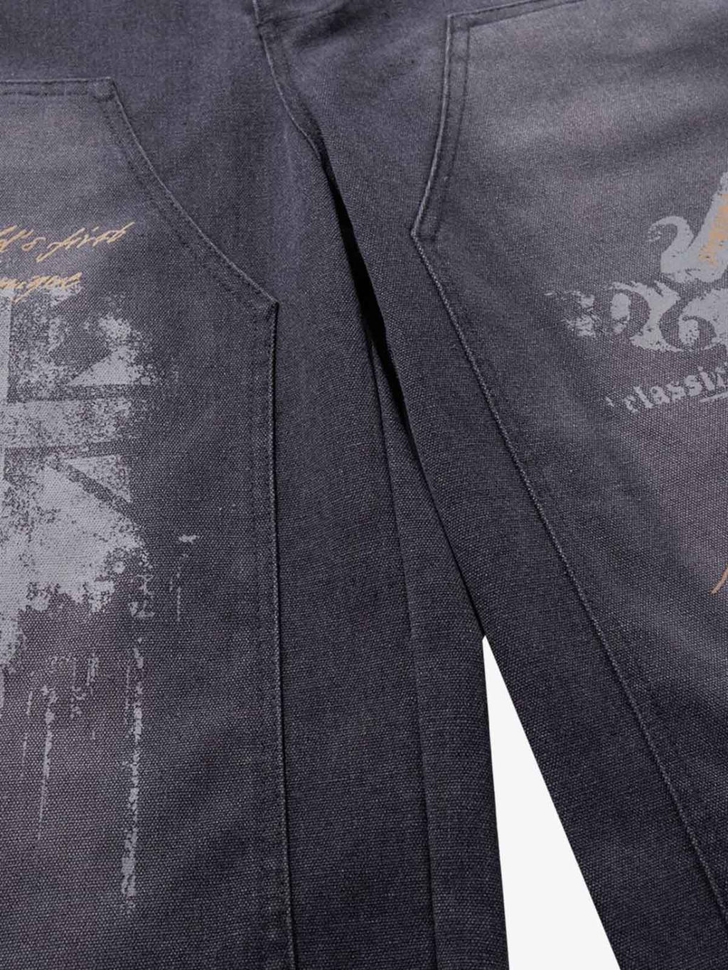 Multi-Button Distressed Print Jorts