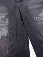 Multi-Button Distressed Print Jorts