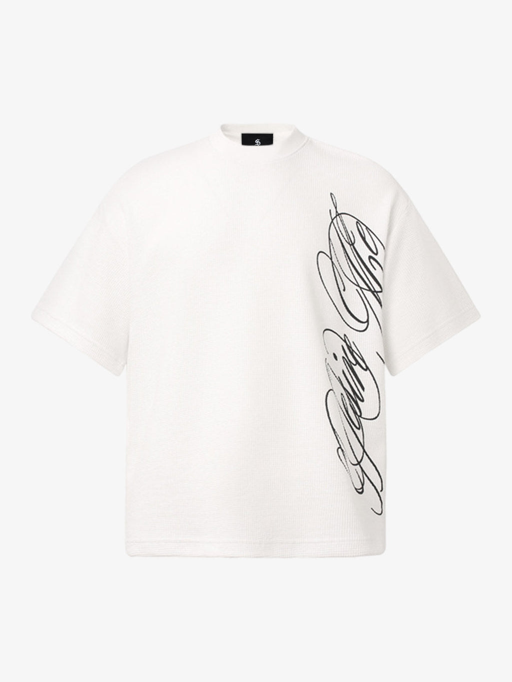 Side Script Waffle Knit T-Shirt