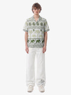 Tropical Elephant Palm Camp Collar Boxy Shirt
