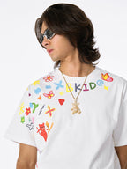 Retro Graffiti Hand-Painted T-Shirt