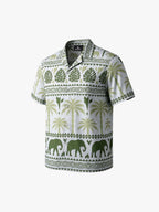 Tropical Elephant Palm Camp Collar Boxy Shirt