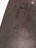 Retro Patchwork Washed Wide Leg Denim Jeans
