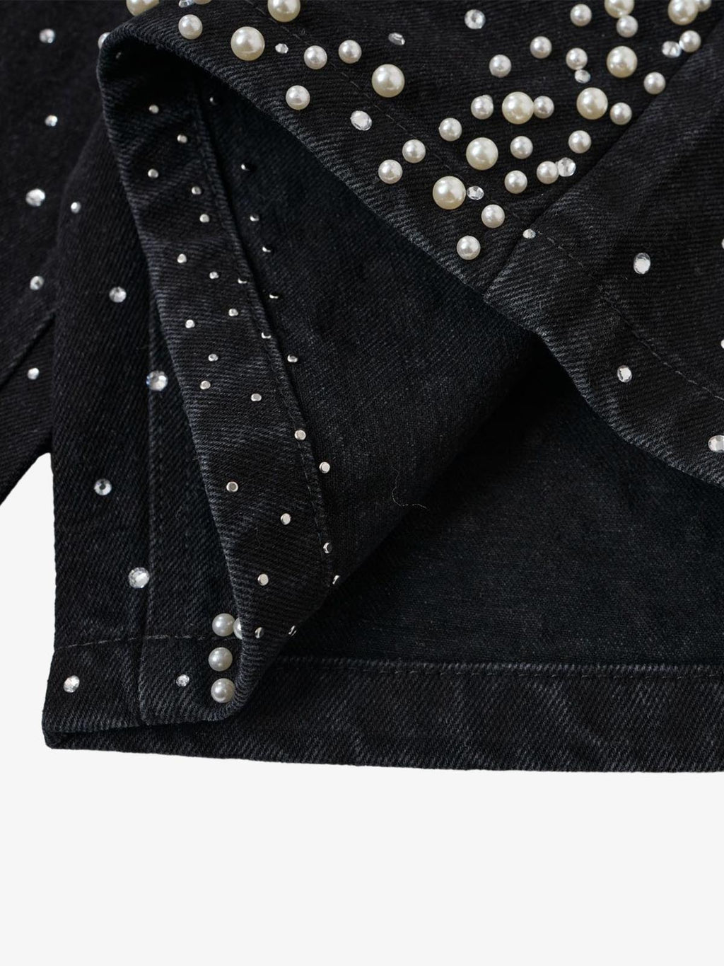 Pearl Embroidered Denim Shorts