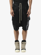 Glossy Faux Leather Cargo Shorts