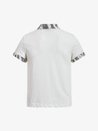 Cotton Polo Shirt with Leopard Print Collar & Cuff Detail
