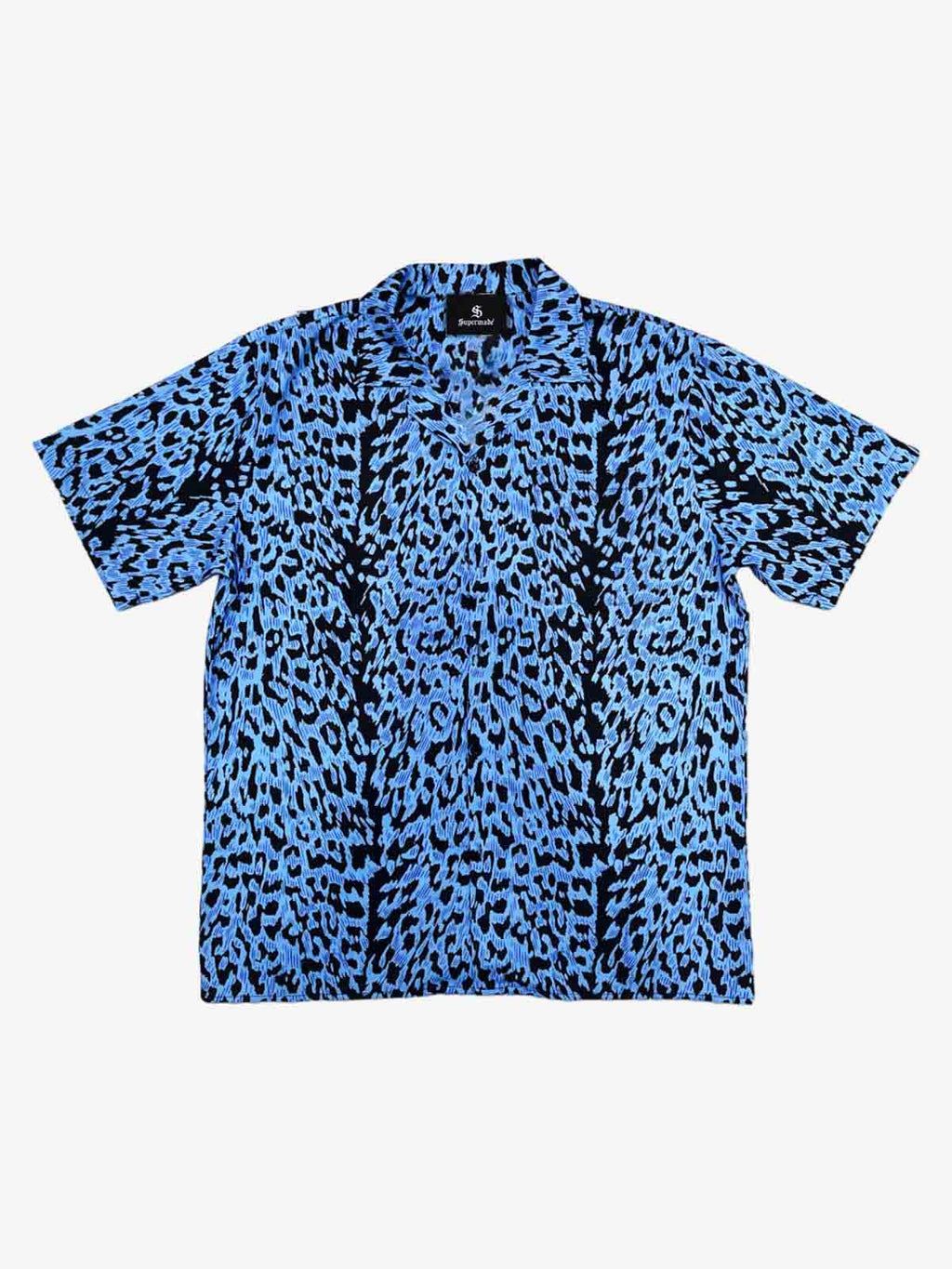 Cyber Punk Leopard Print Camp Collar Boxy Shirt