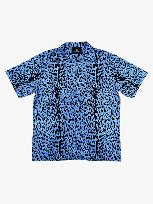 Cyber Punk Leopard Print Camp Collar Boxy Shirt