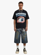 Street Painting Graffiti Denim Jorts - 2476