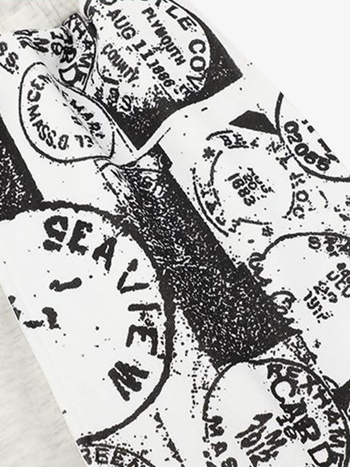 Stamp Print Patch Pocket Knit Shorts