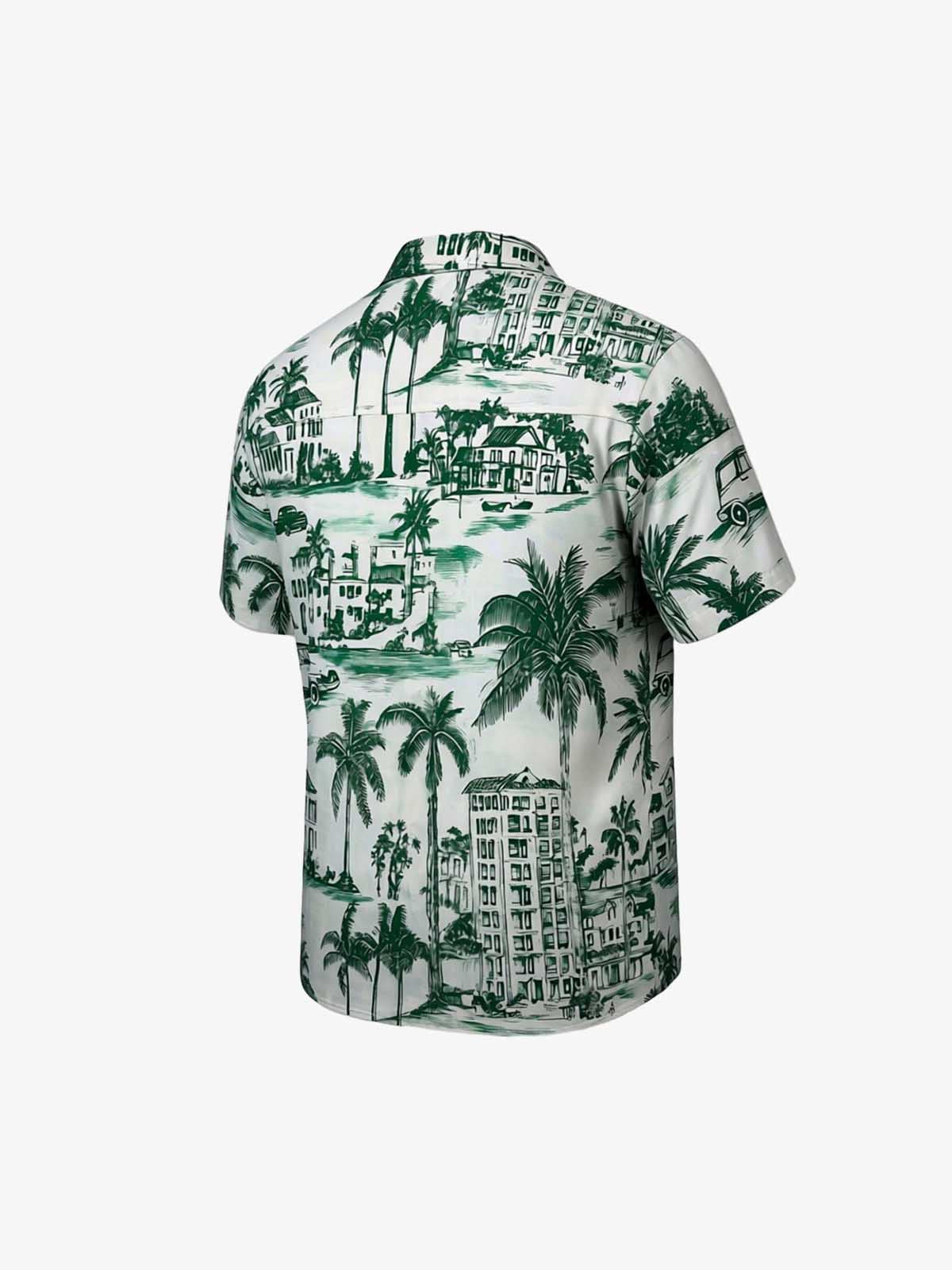 Vintage Green Coconut Tree Camp Collar Boxy Shirt
