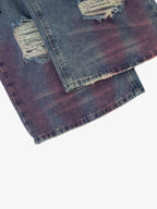 Double-Waist Distressed Wide-Leg Jeans